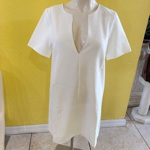 Sexy white deep V neck dress size M